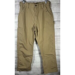 Carhartt Work Pants Mens 34x32 Brown Cargo Utility Workwear Heavy Duty